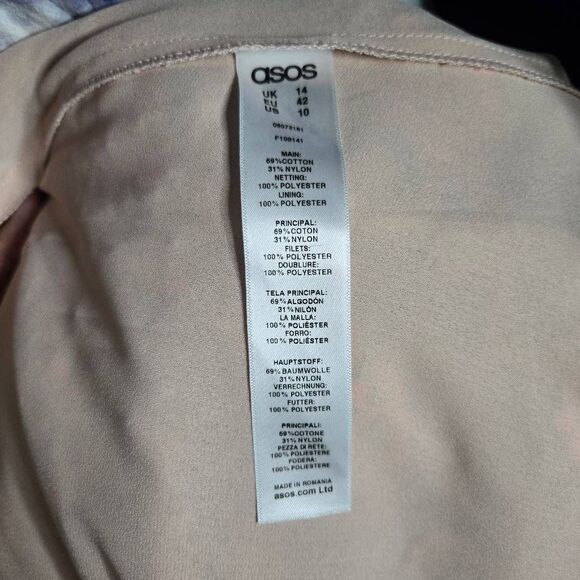 ASOS Dress Size 10 Floral Lace Midi Pink Spaghetti Straps V-Neck - Picture 7 of 7